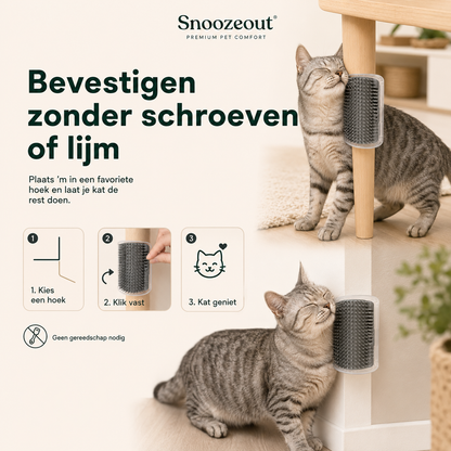 Zelfmassage Hoekborstel voor Katten met Kattenkruid